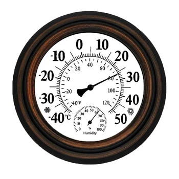 20 см Антикварный внутренний наружный термометр Гигрометр Измеритель температуры и влажности Настенные часы Термометр для домашнего декора Простота установки