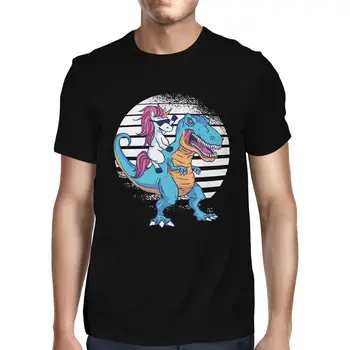 1Tee мужская футболка с динозавром на единороге