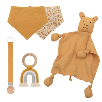 Подарочный набор для душа ребенка Деревянный Радужный Прорезыватель для новорожденных Спящих Кукол Зажим для соски