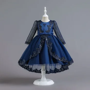 Новое детское платье Платье принцессы с хвостом бабочки Высококачественное платье для фортепиано для девочек-цветочниц