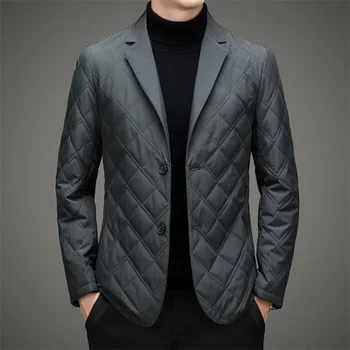 2023 новый высококачественный зимний мужской модный полностью теплый костюм с хлопковой подкладкой, повседневное тонкое деловое мужское пальто, Блейзеры, Однобортные