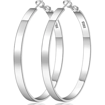 Женские серьги-кольца из серебра 925 пробы, гипоаллергенные легкие большие серебряные серьги-кольца, ювелирные подарки (40/50/60 мм)