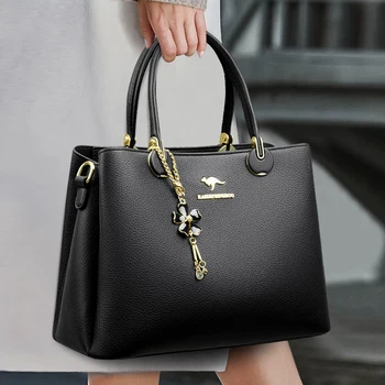3-Слойная дизайнерская роскошная сумка большой емкости, сумки через плечо для женщин, однотонная сумка через плечо, модная маленькая сумка-тоут с подвеской