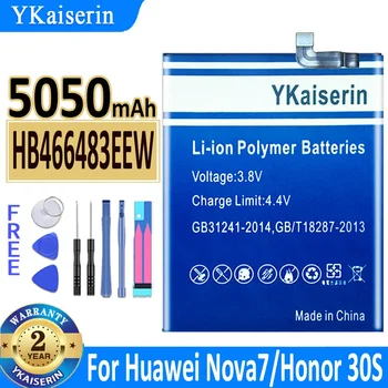YKaiserin HB466483EEW Аккумулятор для телефона емкостью 5050 мАч для Huawei P40 Lite 5G, Nova 7 Pro SE 5G, Honor 30,30s, 30Pro Pro Plus Pro + Bateria