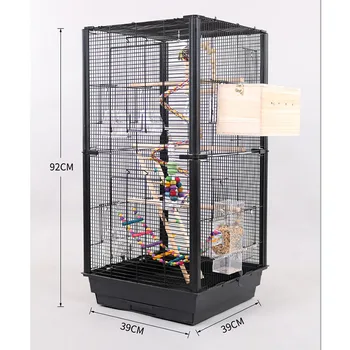Металлическая Птичья Клетка Квадратный Вертикальный Столб Птичьи Клетки Большого Размера Клетки Для Попугаев Тигровая Шкура Майна Племенная Клетка Клетка Для Домашних Животных