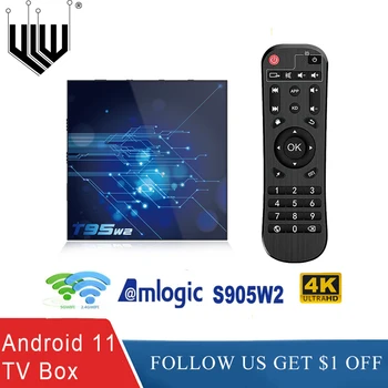 T95W2 Smart TV Box Amlogic S905W2 Четырехъядерный 4 ГБ 32 ГБ 64 ГБ 4K HDR10 + Android 11,0 Медиаплеер Двухдиапазонный WiFi телеприставка