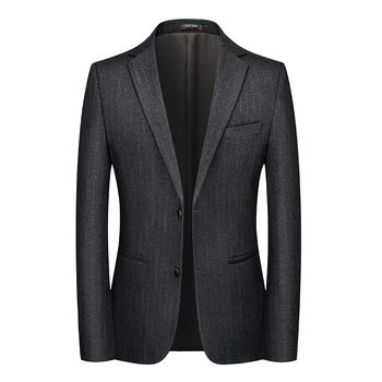 Новый мужской элегантный деловой блейзер M-6XL из бутика С двумя лацканами и карманами с длинным рукавом, Свадебный повседневный мужской пиджак
