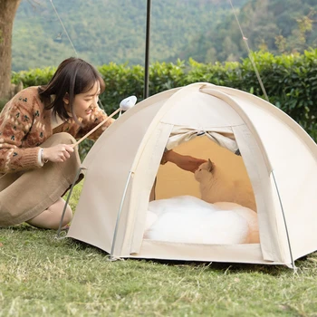 Мини-шестиугольная палатка для домашних животных, открытый кемпинг, кошки, собаки, палатки, теплый дом для домашних животных, износостойкий Дышащий Водонепроницаемый