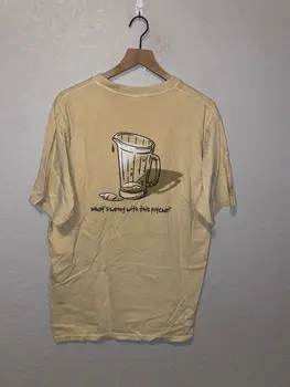 Винтажные сумасшедшие рубашки 90-х, Пивной кувшин, Что не так, Рубашка, окрашенная алкоголем, VTG L Larg с длинными рукавами