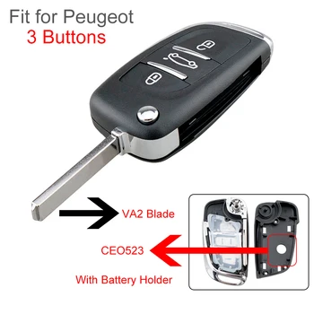 3 кнопки CE0523 Модифицированный корпус откидного ключа VA2 для Peu geot 306 / 407 / 807