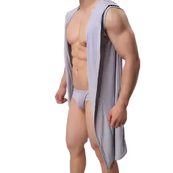Новый мужской модный халат, одежда для сауны, одежда для массажа, пижамы из ледяного шелка, пижамы для дома, свободная одежда