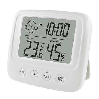 Термогигрометр, точный цифровой ЖК-дисплей, удобный датчик температуры в помещении, цельный многофункциональный термометр