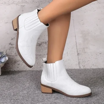 Женская обувь 2023, Брендовые женские ботинки без застежки, модные современные ботинки с вышивкой, женские пикантные ботильоны с острым носком, женская обувь