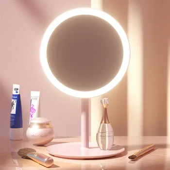 Зеркало для макияжа со светодиодной подсветкой USB Настольное косметическое зеркало для туалетного столика с регулируемым сенсорным затемнением 3 режима HD Smart Lighting Travel