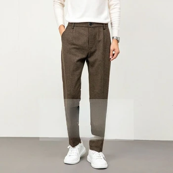 2023 Модные Повседневные Костюмные Брюки для мужчин, Официальные Деловые брюки, Корейские Приталенные Классические Повседневные Длинные брюки, Мужские V110