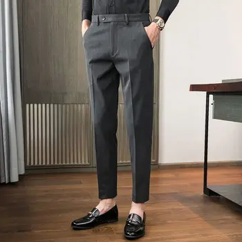 2022 Мужские деловые повседневные Длинные брюки, костюмные брюки, Весенне-осенние Модные брюки, Мужские эластичные прямые официальные брюки T128