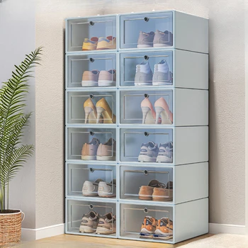 Пыленепроницаемый стеллаж для обуви, собранный из пластика, Вертикальный Компактный дисплей, Органайзер для обуви, Мебель для прихожей общежития Sapateira