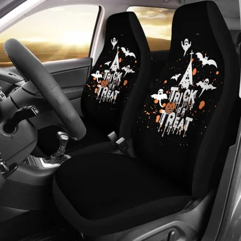 Бело-оранжевые Чехлы для автомобильных сидений на Хэллоуин 212203, упаковка из 2 универсальных защитных чехлов для передних сидений