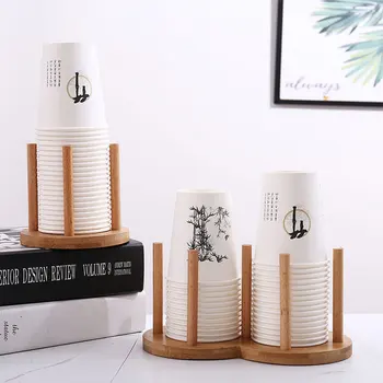 1 шт. бамбуковый деревянный стеллаж для хранения чашек Креативный круглый домашний подстаканник DIY для стойки с одноразовыми бумажными стаканчиками Настольный стеллаж для хранения