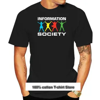 Camiseta con tapa de álbum de la sociedad de la información para hombre, camiseta de estilo libre, nueva ola de los 80