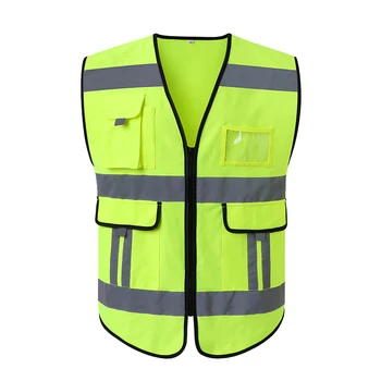 Светоотражающий жилет безопасности высокой видимости Защитная одежда Рабочий Светоотражающий жилет с несколькими карманами Защитная жилетка для спецодежды Мужская куртка