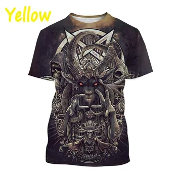 Новая Мужская футболка Harajuku с изображением Головы Козла Сатаны, Модная Индивидуальность, Уличная Одежда, Дышащий Топ С Круглым вырезом И коротким рукавом