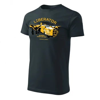 Винтажная футболка с принтом Бомбардировщика ВВС США B-24 Liberator из 100% хлопка С Круглым вырезом и Коротким рукавом, Повседневная Мужская футболка, Размер S-3XL