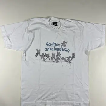 Винтажная футболка с серыми зайцами L Забавными длинными рукавами