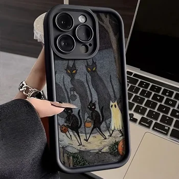 Темный забавный чехол для телефона Monster Cat Fox с защитой объектива для iPhone 15 14 13 11 12 Pro Max 7 8 Plus X XS Max XR SE2 Противоударный чехол