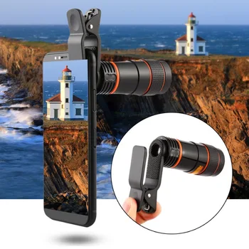 Портативный Мини-Монокулярный Телескоп С Высоким Увеличением, Длиннофокусный Объектив 8x 12x Для Цифровой Камеры iPhone Samsung Xiaomi