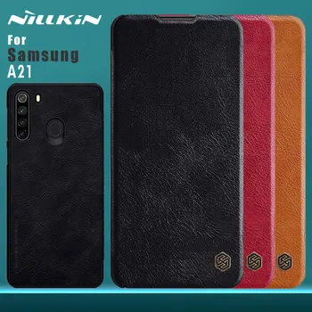 для Samsung Galaxy A21, чехол NILLKIN Qin Business, кожаный чехол с откидной крышкой, слот для карт, задняя крышка