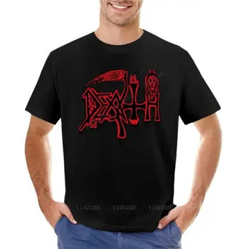 хлопковая мужская футболка с логотипом DEATH, футболка с кавайной одеждой, футболки оверсайз, мужские футболки, новая черная футболка для мальчиков
