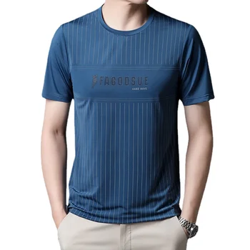 Модная мужская футболка с короткими рукавами 2023 года, с буквенным принтом, с короткими рукавами и круглым вырезом, Однотонная мужская футболка с короткими рукавами