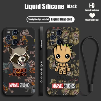 Marvel Groot Cute для OPPO Find X6 X5 X3 X2 Pro Lite Neo Жидкий левый силиконовый чехол для телефона