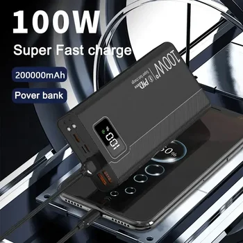 Power Bank мощностью 100 Вт, 50000mAh, 4 USB, сверхбыстрая зарядка, портативный Powerbank для внешнего зарядного устройства Huawei iPhone 14 Xiaomi, Новинка