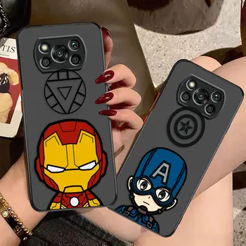 Матовый Чехол для Телефона Xiaomi POCO X4 X3 M4 M3 M2 F5 F4 F3 GT F2 C40 CC9 PRO 4G 5G A3 Case Funda Cute Q Версия Marvel Heroes