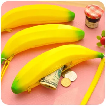 Новинка, забавные силиконовые портативные кошельки с монетами в виде желтого банана, многофункциональный пенал, сумка-портмоне, кошелек, сумка для ключей, сумка