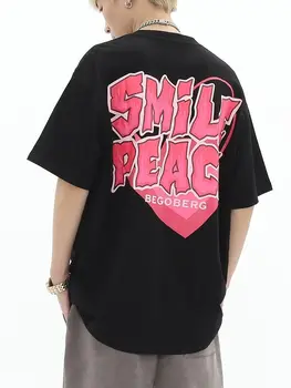 Модная футболка с графическим принтом American love в стиле ретро, летняя простая свежая футболка y2k, персонализированная уличная футболка в стиле хип-хоп оверсайз