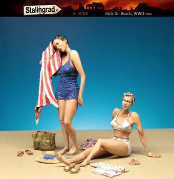 Набор моделей Фигурок Из смолы 1/35-C180 Девушки вдвоем На Пляже В Разобранном виде, неокрашенные