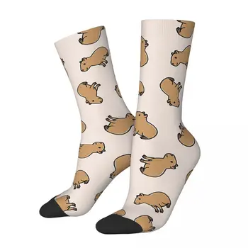 Счастливые мужские носки Милые Милые ретро Harajuku Capybara Уличный стиль повседневный экипаж Сумасшедший носок подарочный рисунок с принтом