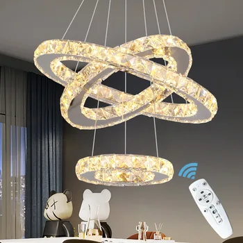 47W Hotels Crystal Lighting Современные Домашние Дистанционные Кольцевые Люстры и Подвесные Светильники