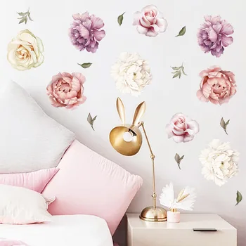 Наклейка на стену с цветочным узором, красочный цветок, наклейка на стену своими руками, Фоновое украшение стен и благоустройство