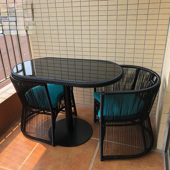 Комбинация стульев Домашний ротанговый стул интернет-знаменитости, набор из трех предметов для хранения, ротанговый стол и стул, маленький журнальный столик