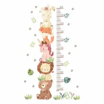 Таблица роста для детей, диаграмма роста животных, наклейки на стены, диаграмма роста лесных животных, Съемные детские наклейки на стены из ПВХ, Pla