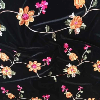 Эластичный бархатный чонсам с вышивкой для ткани для платья Оптом Ткань за метр Материал для шитья одежды своими руками