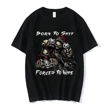 Забавное аниме The Born To Shit Forced To Wipe, Графическая футболка, Модные Высококачественные Футболки Оверсайз С круглым вырезом, Мужские Повседневные футболки
