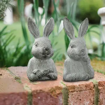 2x Садовая статуя кролика, статуэтка, фестивальная настольная скульптура из смолы кролика