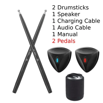 Соматосенсорный цифровой электронный набор пневматических барабанных палочек, барабанные палочки, ножные педали, адаптер Bluetooth, 2 Плюс
