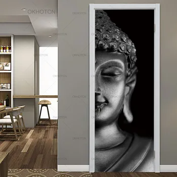 Водонепроницаемая художественная наклейка для домашнего декора Цветок Будды Наклейка для 3D-печати двери из ПВХ Самоклеящаяся бумага 