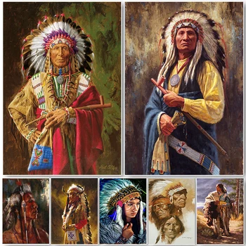 Портрет вождя индейского племени, Плакат с изображением лошади, холст, настенные художественные картины, Винтажный домашний декор для гостиной, спальни